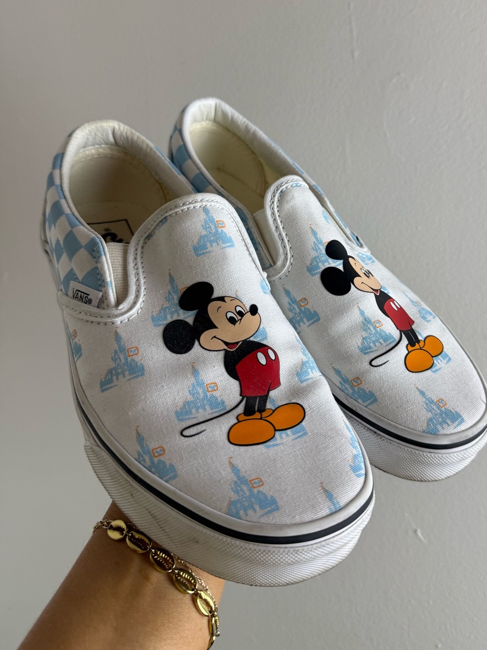 Vans Mickey Mouse Slip-On Sneakers - White/Light Blue women’s 7.5